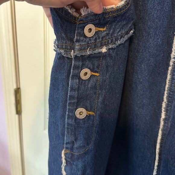 Me And You Women’s Y2K Denim Frayed Midi Dress Size 2X Casual Side Buttons - Picture 4 of 9